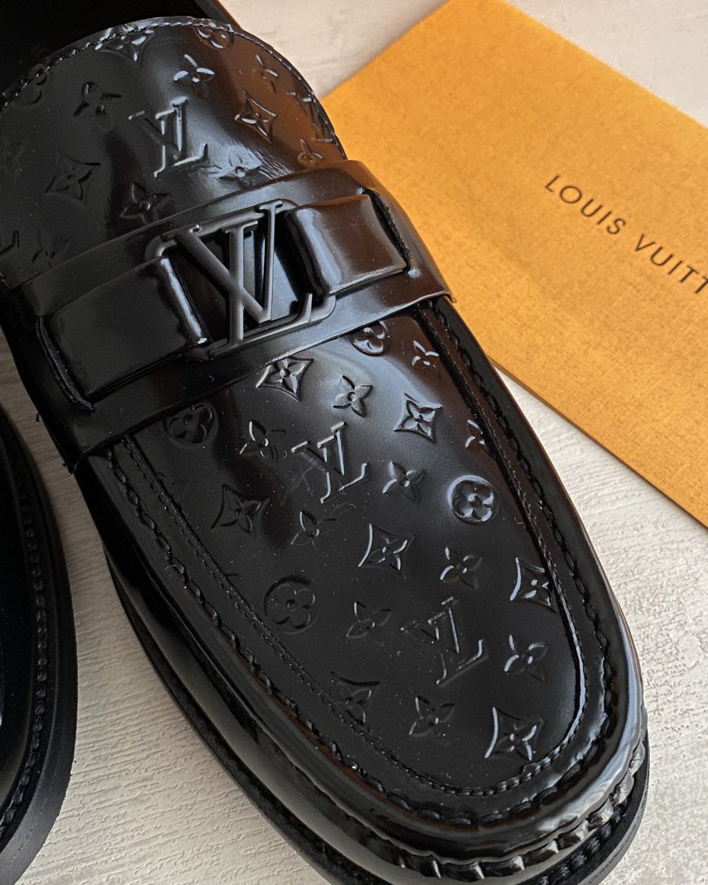 LV Major Monogram-embossed Black Loafer