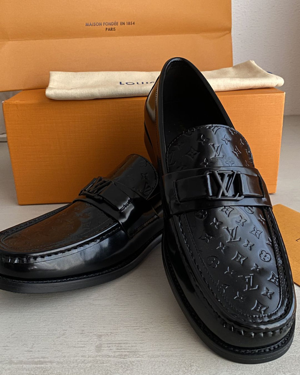 LV Major Monogram-embossed Black Loafer